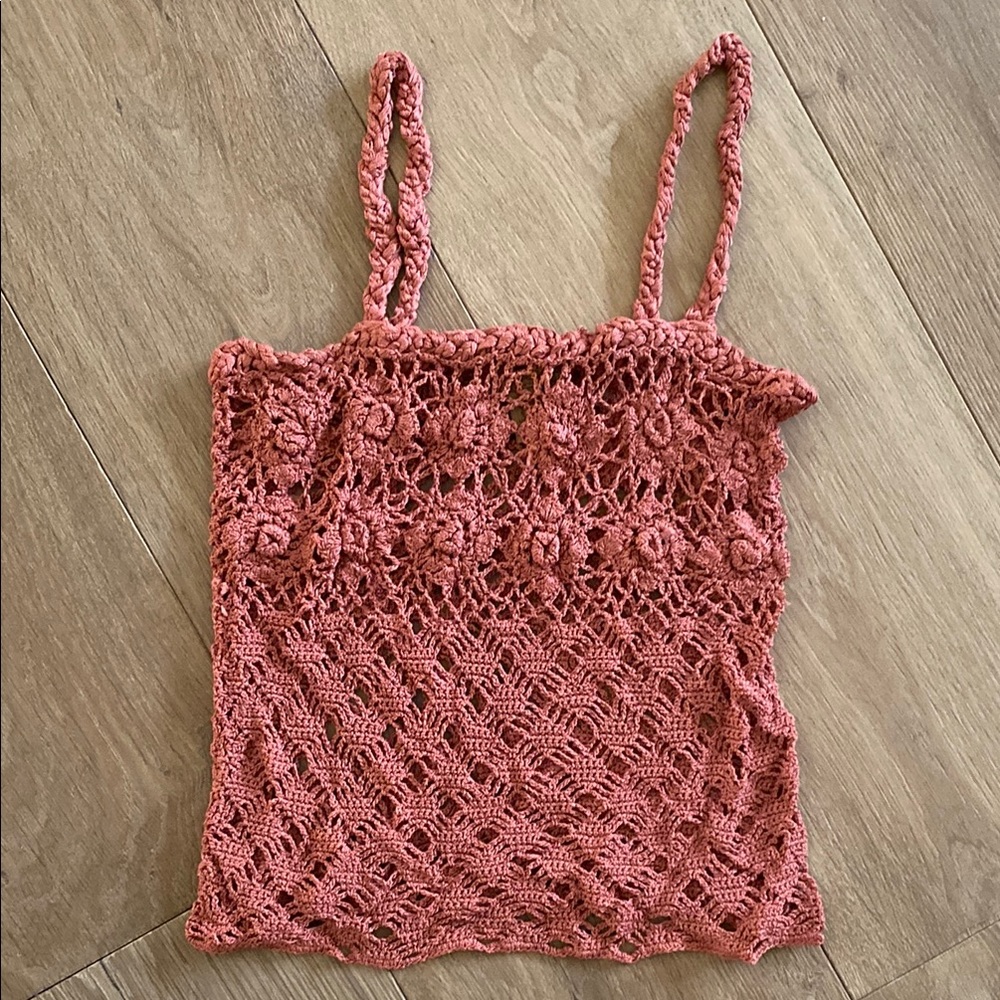 Ardene Muted Orange Crochet Tank Top